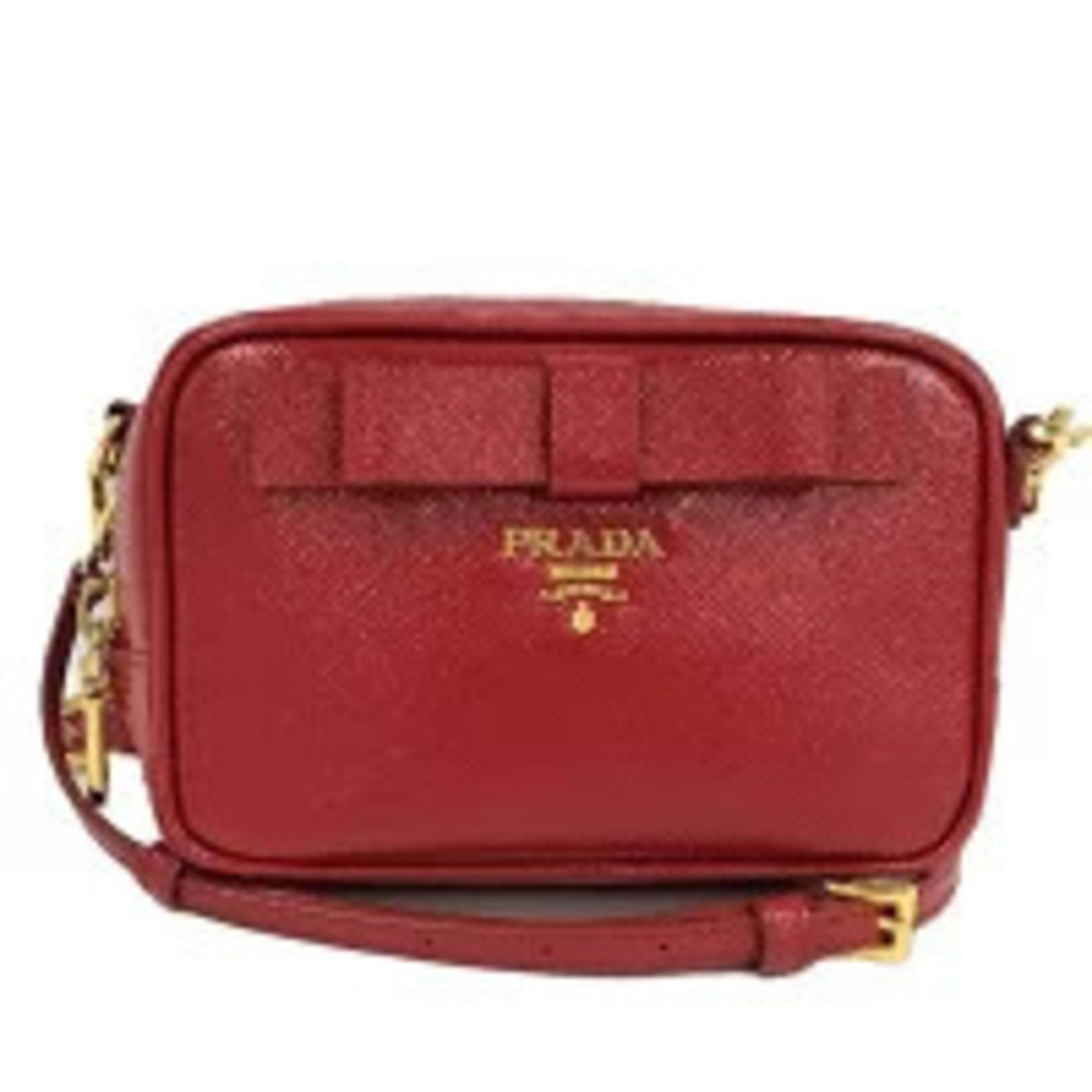 Prada Shoulder Bag Saffiano Leather Red